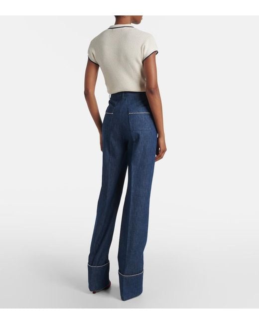 Valentino Blue Chambray Straight Pants