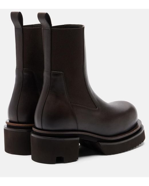 Rick Owens Black Beatle 60 Leather Platform Chelsea Boots