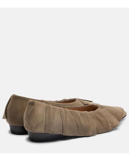 J.W. Anderson Brown Ruffled Suede Ballerina Flats