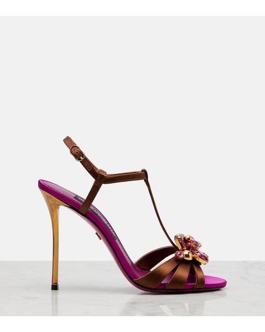 Dolce & Gabbana Purple Keira 2.0 Embellished Satin Sandals
