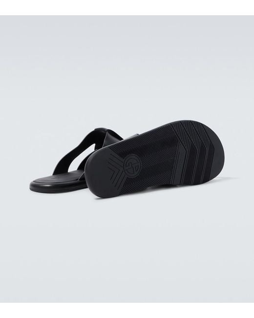 Giorgio Armani Black Leather Sandals for men