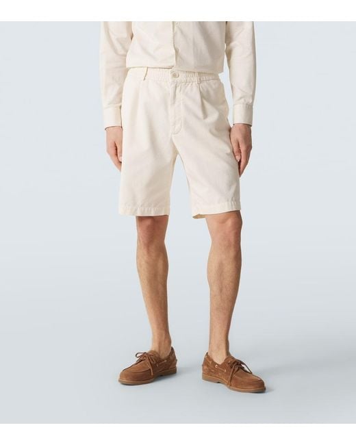 Brunello Cucinelli White Cotton Shorts for men