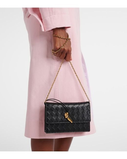 Bottega Veneta Black Andiamo Intrecciato Leather Shoulder Bag