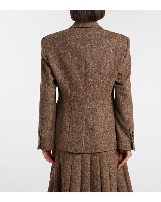 Brunello Cucinelli Brown Double-Breasted Wool-Blend Jacket
