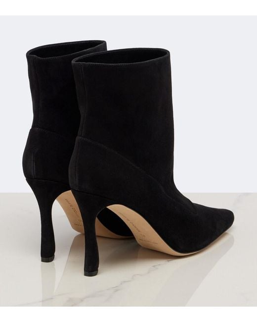 Manolo Blahnik Black Gostatu Suede Ankle Boots