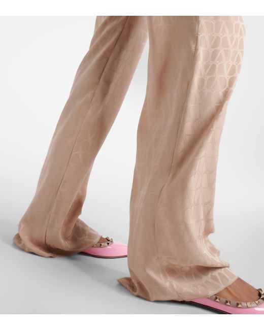 Valentino Natural Toile Iconographe Silk Wide-leg Pants