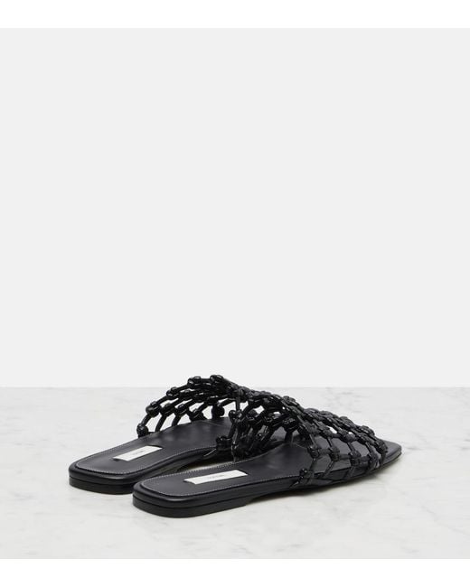 Totême Black Woven Leather Slides
