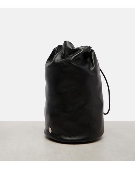 The Row Black Astra Leather Pouch
