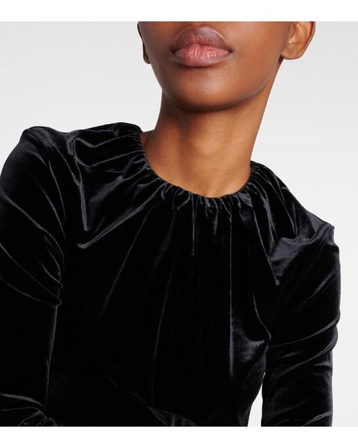 Totême  Black Gathered Velvet Top
