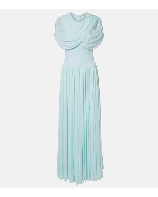 Jonathan Simkhai Blue Draped Pleated Gown