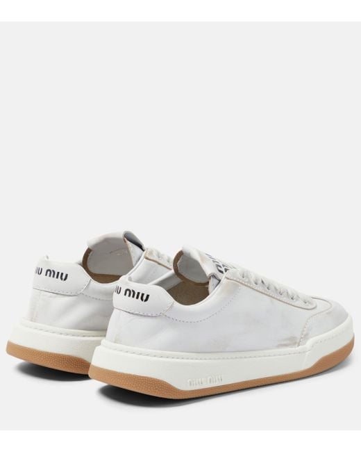 Miu Miu White Suede Sneakers