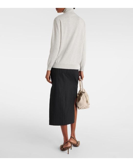 Brunello Cucinelli White Turtleneck Cashmere Sweater