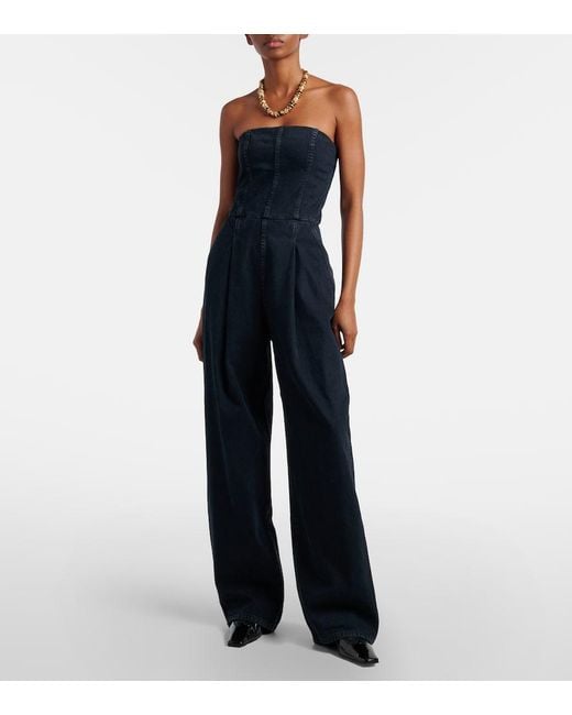 Agolde Blue Agyness Denim Bustier Jumpsuit
