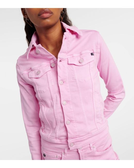 AG Jeans Pink Robyn Cropped Denim Jacket