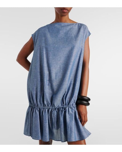 Vestido Corto De Chambray Alaïa de color Blue
