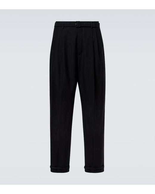 Saint Laurent Black Wool Gabardine Straight Pants for men