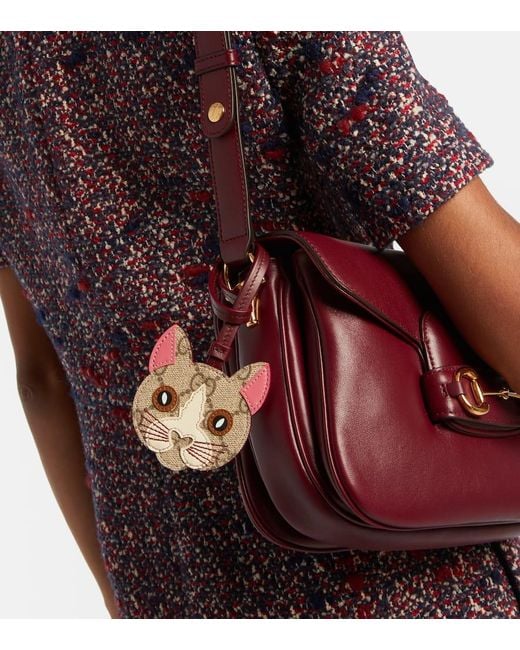 Gucci Pink Taschenanhaenger Gg Aus Canvas Mit Leder