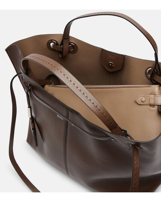 Max Mara Brown Large Leather Tote Bag