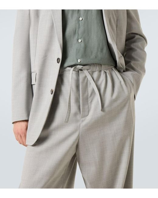 Loewe Gray Wool Wide-Leg Pants for men