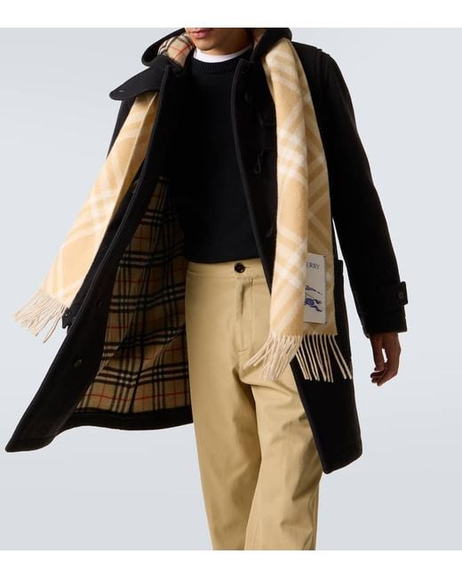 Burberry Black Hooded Wool Twill Coat for men