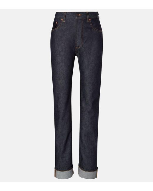 Bottega Veneta Blue Intrecciato Straight Jeans