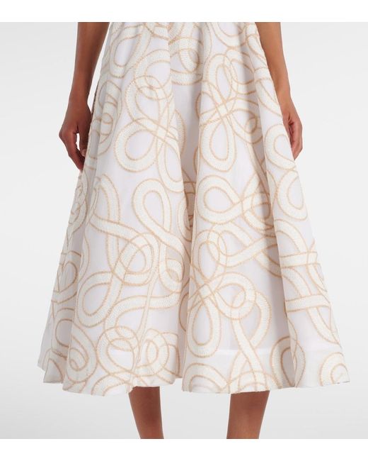 Rebecca Vallance White Irena Embroidered Halterneck Midi Dress