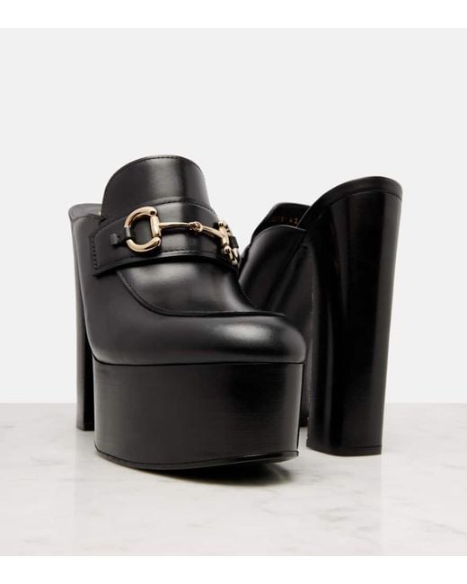 Gucci Black Platform Mule With Horsebit, Size 12 Us, Leather