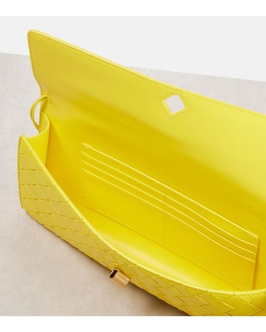 Bottega Veneta Yellow Andiamo Intrecciato Leather Clutch