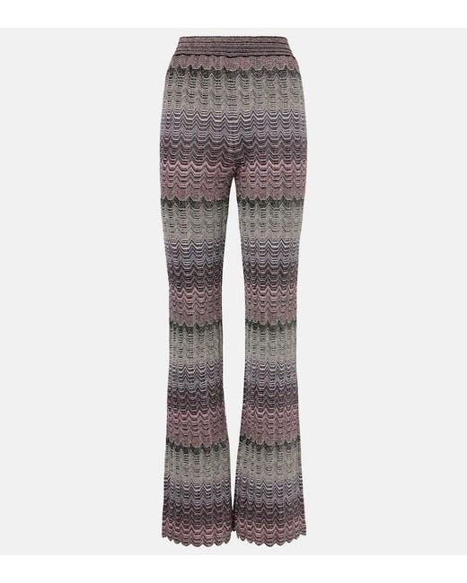 Missoni Gray Zigzag High-Rise Flared Pants