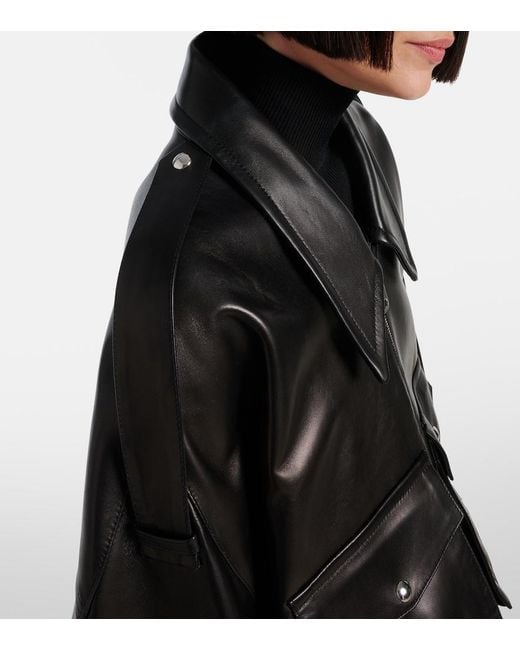 Khaite Black Owey Oversized Leather Jacket