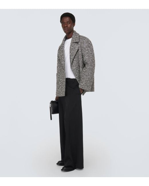 Pantalon ample a taille haute en laine vierge Valentino pour homme en coloris Black