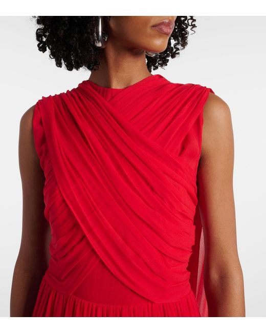 Costarellos Seva Gathered Silk Georgette Gown