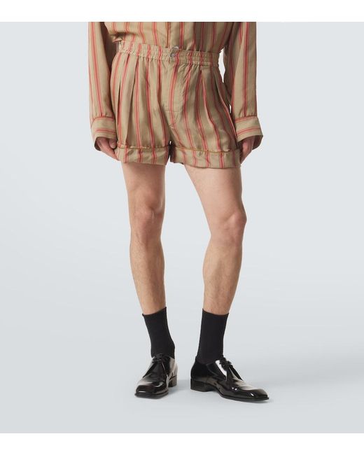 Saint Laurent Brown Striped Twill Shorts for men