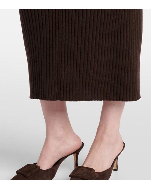 Jardin Des Orangers Brown Ribbed-Knit Cashmere Maxi Skirt