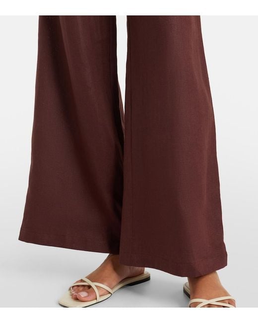 Faithfull The Brand Brown Syna Linen Wide-Leg Pants