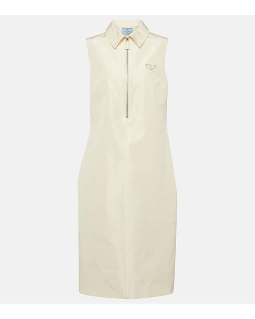プラダ Prada Midi Silk Dress Half-zip silk-blend midi dress in black - Prada | Mytheresa