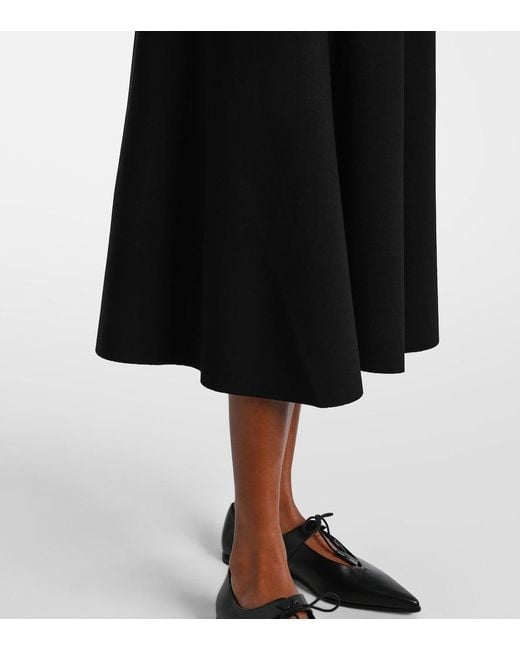 Max Mara Black Lazio Pleated Crepe Midi Skirt