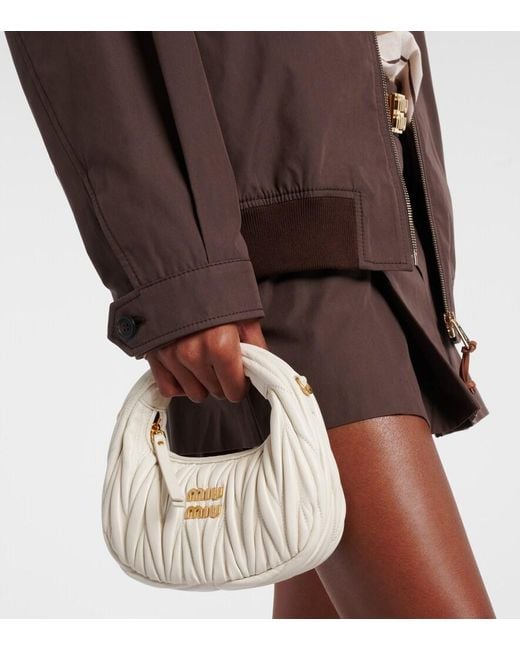 Miu Miu White Wander Mini Matelasse Leather Shoulder Bag