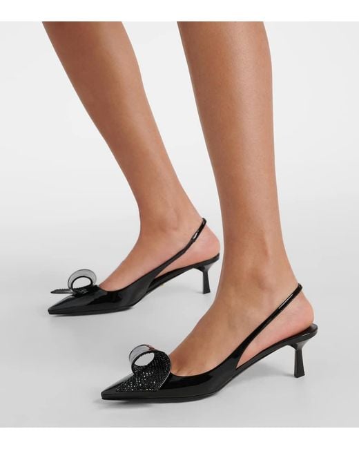 Prada Black Patent Leather Slingback Kitten Heels