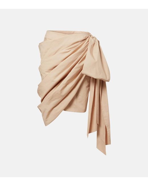 Chloé Natural Bow-Detail Cotton Poplin Midi Skirt
