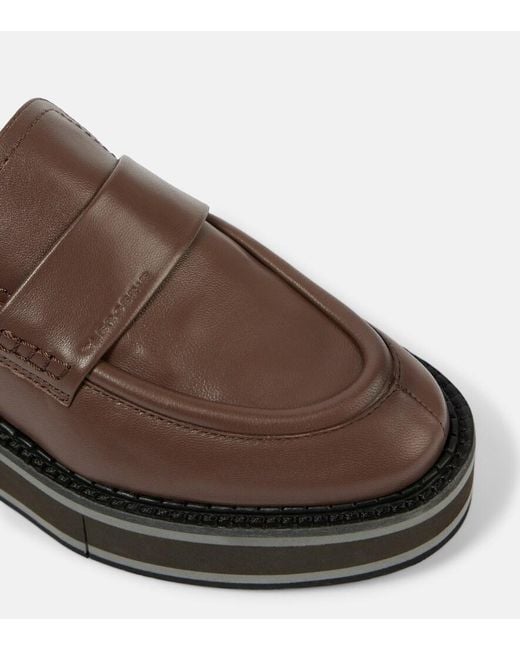 Robert Clergerie Brown Bahati Leather Platform Loafers