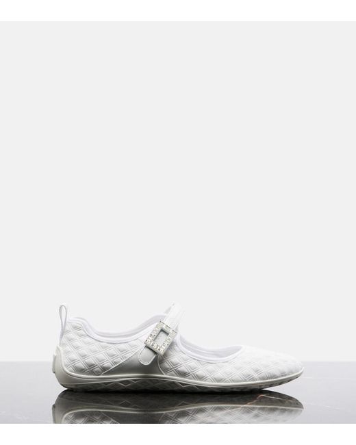 Roger Vivier White Viv Low Mary Jane Flats
