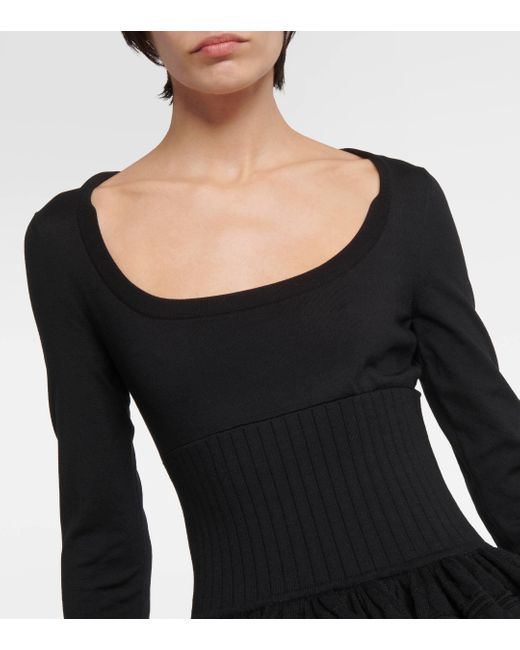 Alaïa Black Crinoline Wool-blend Minidress