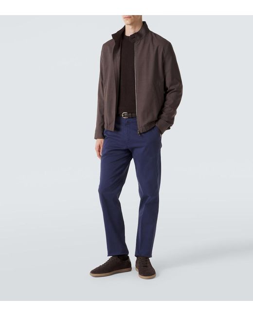 Eleventy Blue Cotton Straight Pants for men