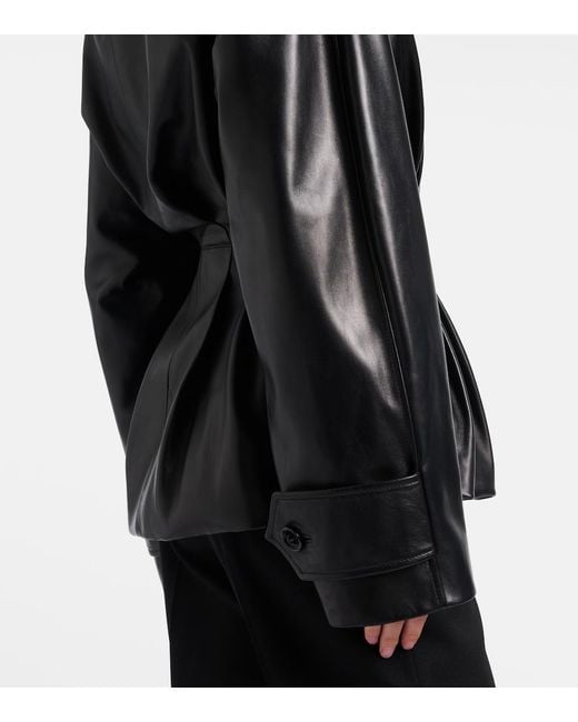 Balenciaga Black Double-Breasted Leather Jacket