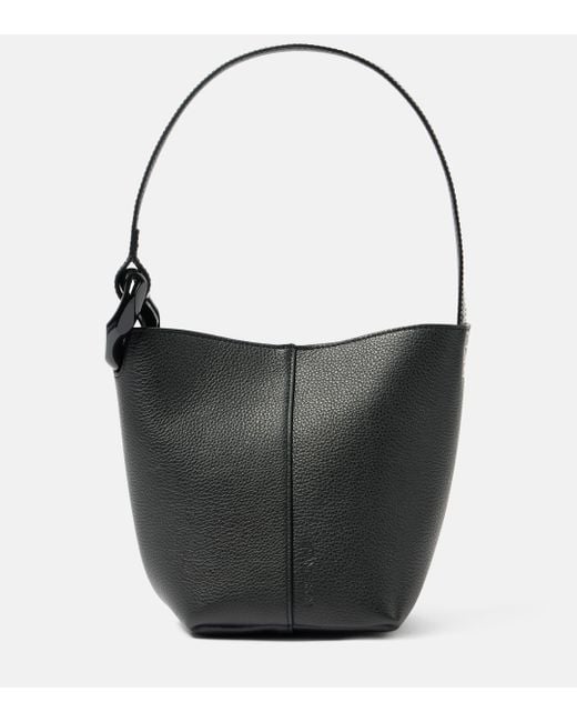 JW Anderson Jwa Corner Small Leather Bucket Bag in Black
