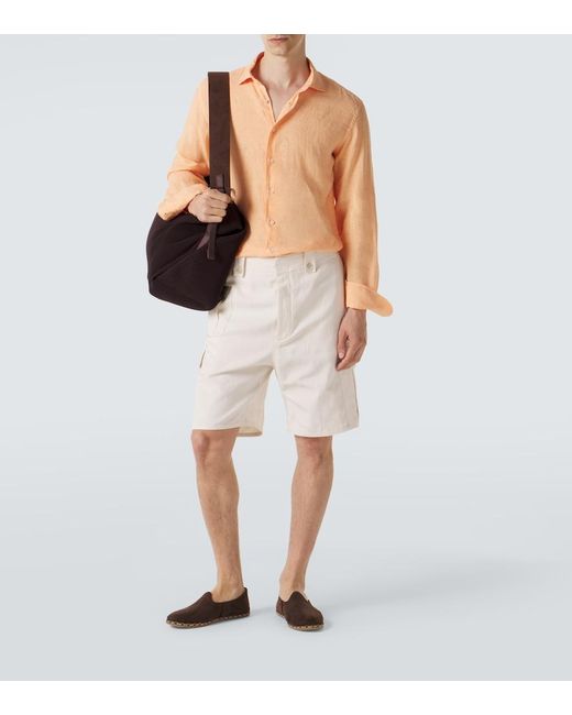 Fedeli Orange Linen Shirt for men