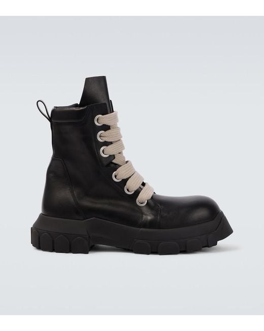 Rick Owens Black Jumbolace Army Leather Combat Boots for men
