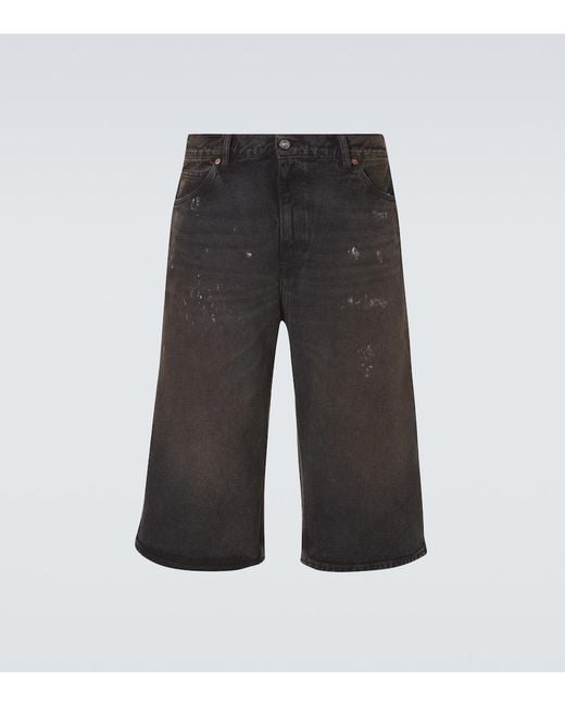 Our Legacy Gray Capri Cut Distressed Shorts for men