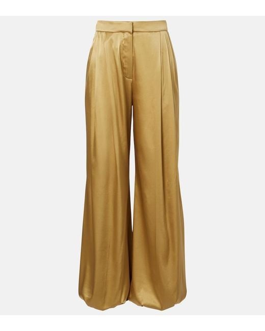 Nina Ricci Natural Silk-Blend Satin Wide-Leg Pants
